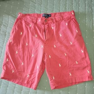 Polo by Ralph Lauren Men's Coral Shorts with Embroidered Logo